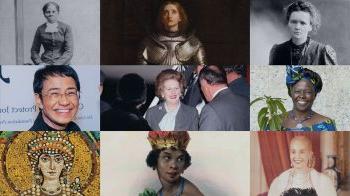 Nine-photo collage of women leaders.